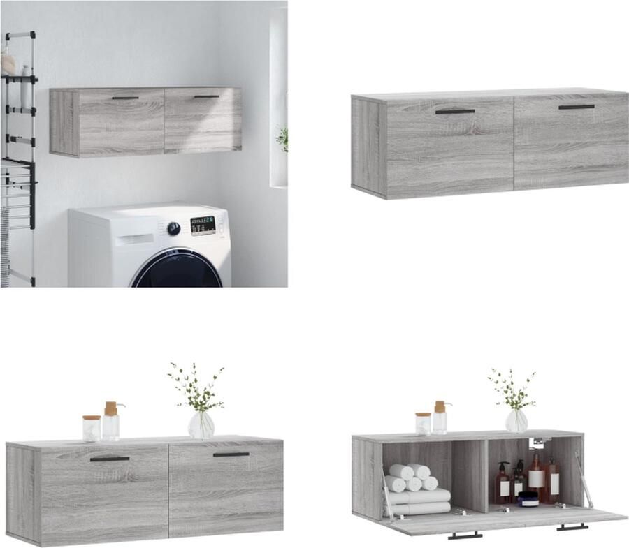 VidaXL -Wandkast-100x36 5x35-cm-bewerkt-hout-grijs-sonoma-eikenkleurig - Foto 2