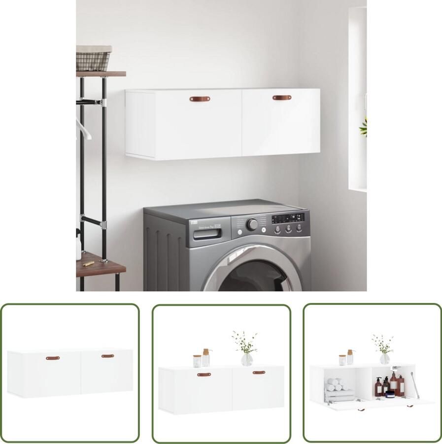 VidaXL Wandkast 100x36 5x35 cm Bewerkt Hout Wit Zwevende Wandkast Houten Wandkast Witte Wandkast Opbergkast Wandopstelling Minimalistische Kast Modern Design Woonaccessoires