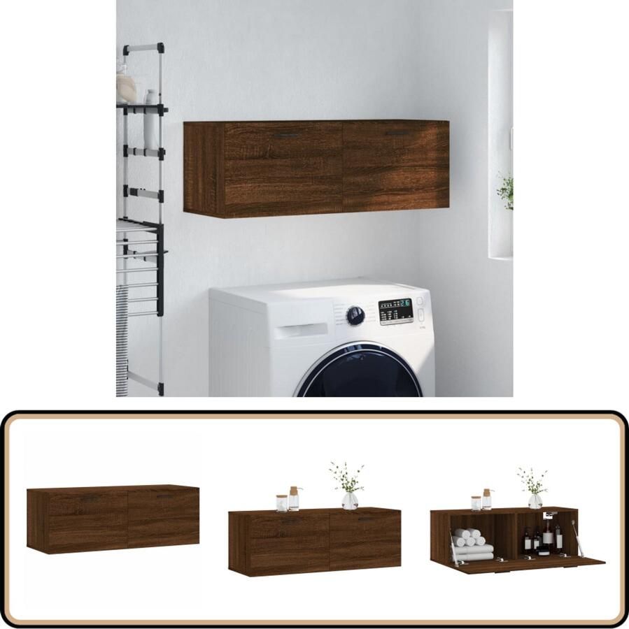 VidaXL Wandkast 100x36 5x35 cm Bruin Eikenhout Wandkast Houten Kast Bruine Kast Bergruimte Opbergkast Decoratief Item Livingroom Meubilair