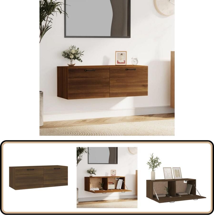VidaXL Wandkast 100x36 5x35 cm Bruin eikenkleur Wandkast Opbergkast Houten Kast Bruine Kast Bruine Eiken Kleur