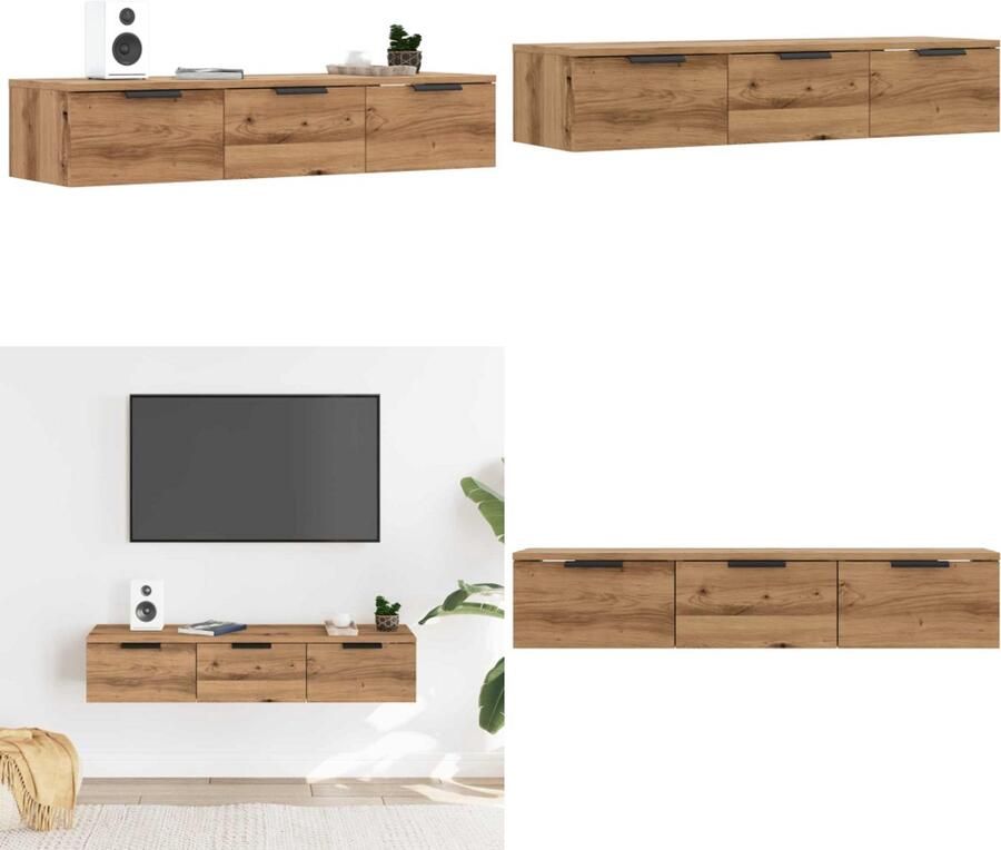 VidaXL Wandkast 102x30x20 cm bewerkt hout artisanaal eikenkleur Wandkast Wandkasten Hangkast Hangende Kast