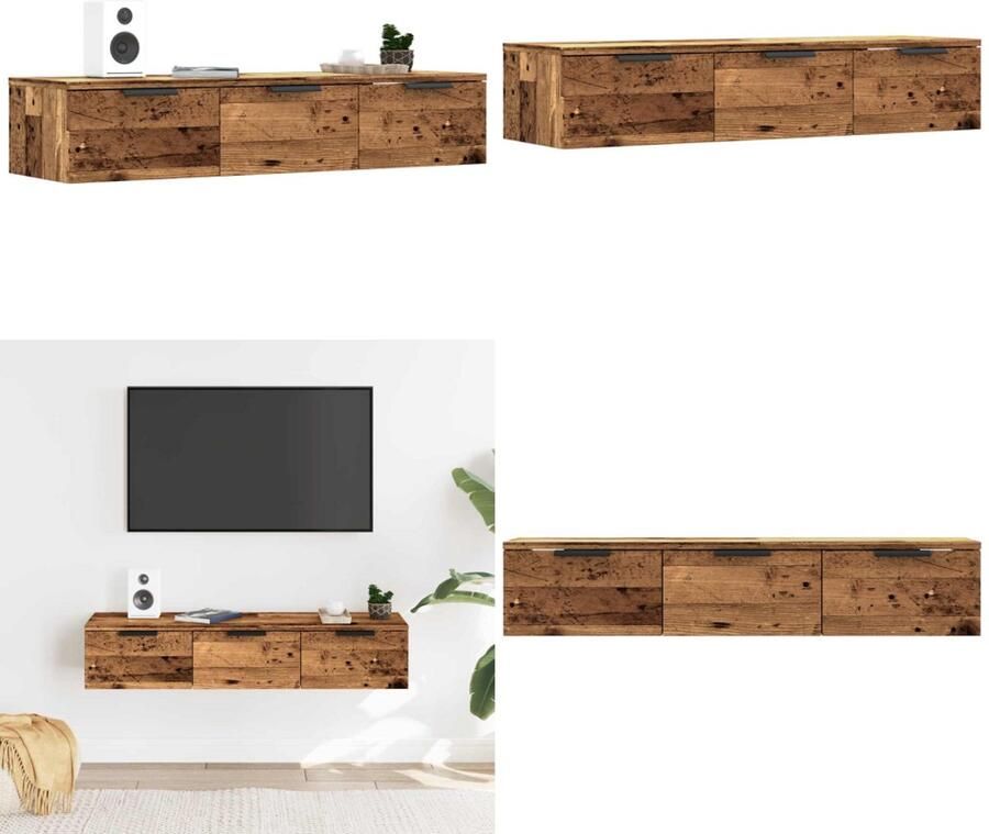 VidaXL Wandkast 102x30x20 cm bewerkt hout oud houtkleurig Wandkast Wandkasten Hangkast Hangende Kast