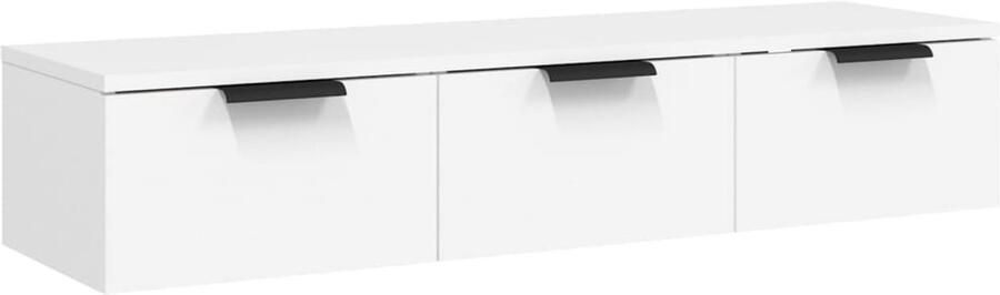 VidaXL Wandkast 102x30x20 cm Bewerkt hout Wit Zwevende Wandkast Hangkast Houten Kast Witte Kast