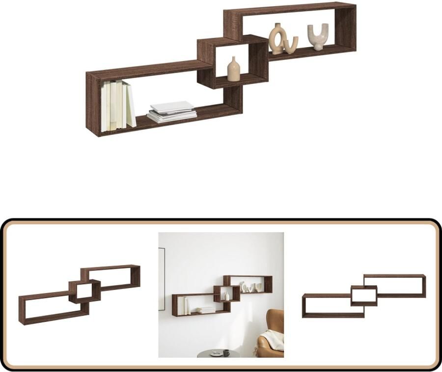 VidaXL Wandkast 158x18x53 cm Bewerkt hout Bruin eikenkleur Wandkast Houten Kast Opbergkast Zwevende Kast Bruine Eiken Kleur