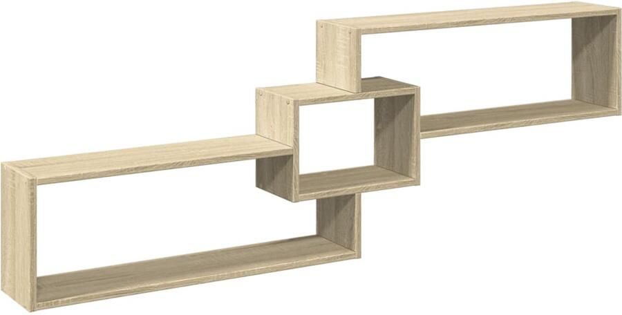 VidaXL Wandkast Sonoma Eiken Bewerkt Hout 158x18x53 cm Wandkast Houten Kast Opslagoplossing Zwevende Kast Salontafel