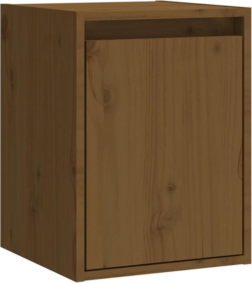 VidaXL Wandkast 30x30x40 cm Honingbruin Grenenhout Zwevende Kast Wandkast Hout Kast Grenenhout Kast Honigbruine Kast