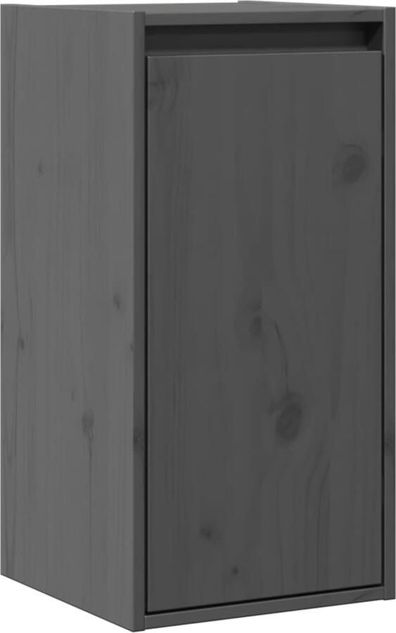 VidaXL Wandkast 30x30x60 cm Massief Grenenhout Grijs Hangende Kast Wandkast Grenoble Hout Grijze Kast Opbergkast