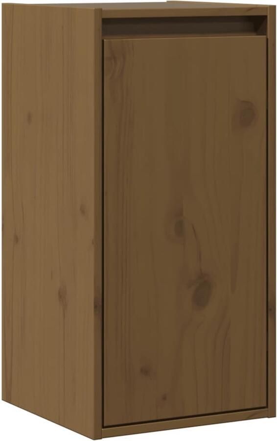 VidaXL Wandkast 30x30x60 cm massief grenenhout honingbruin Wandkast Wandkasten Hangkast Wandgemonteerde Kast