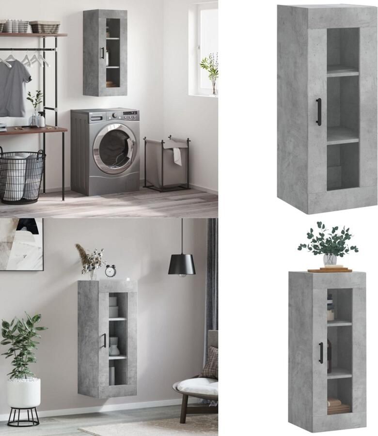 VidaXL Wandkast 34 5x34x90 cm betongrijs Wandkast Wandkasten Hangkast Hangende Kast