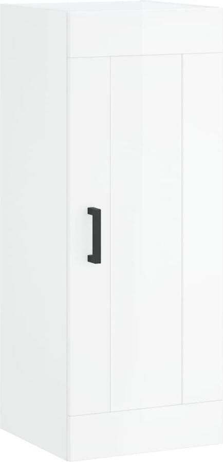 VidaXL Wandkast 34 5x34x90 cm Hoogglans Wit Wandkast Opbergkast Witte Kast Houtsoort Moderne Kast