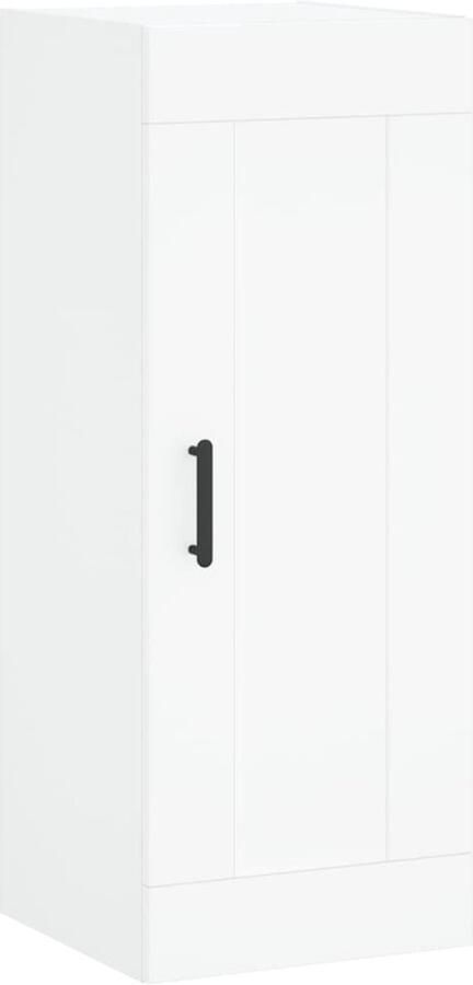 The Living Store Wandkast 34 5x34x90 cm bewerkt hout wit Wandkast Houten Kast Opbergkast Keukenkast Living Kast - Foto 2