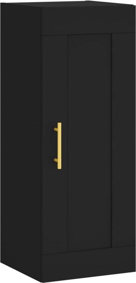 VidaXL Wandkast Bewerkt Hout Zwart 34 5x34x90 cm Wandkast Opbergkast Zwarte Kast Houten Kast Moderne Kast