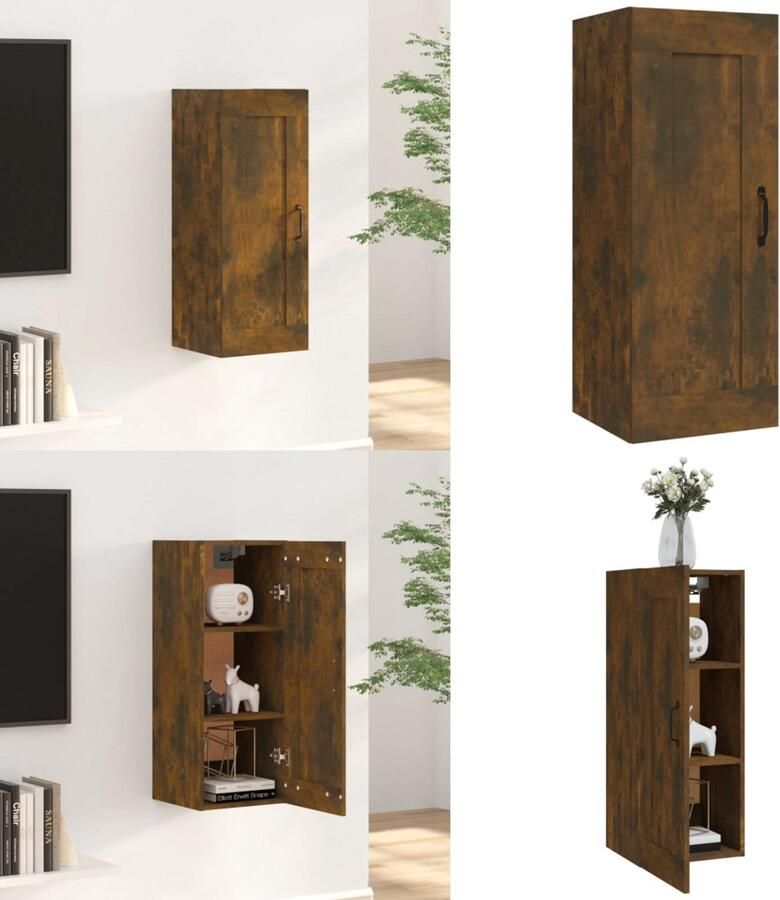 VidaXL Wandkast 35x34x90 cm bewerkt hout gerookt eikenkleurig Hangkast Hangkasten Hangende Kast Kastje