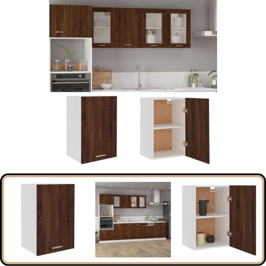 VidaXL Wandkast 39 5x31x60 cm Bruin Eikenhout Wandkast Houten Kast Bergruimte Keukenopslag Bruine Eiken