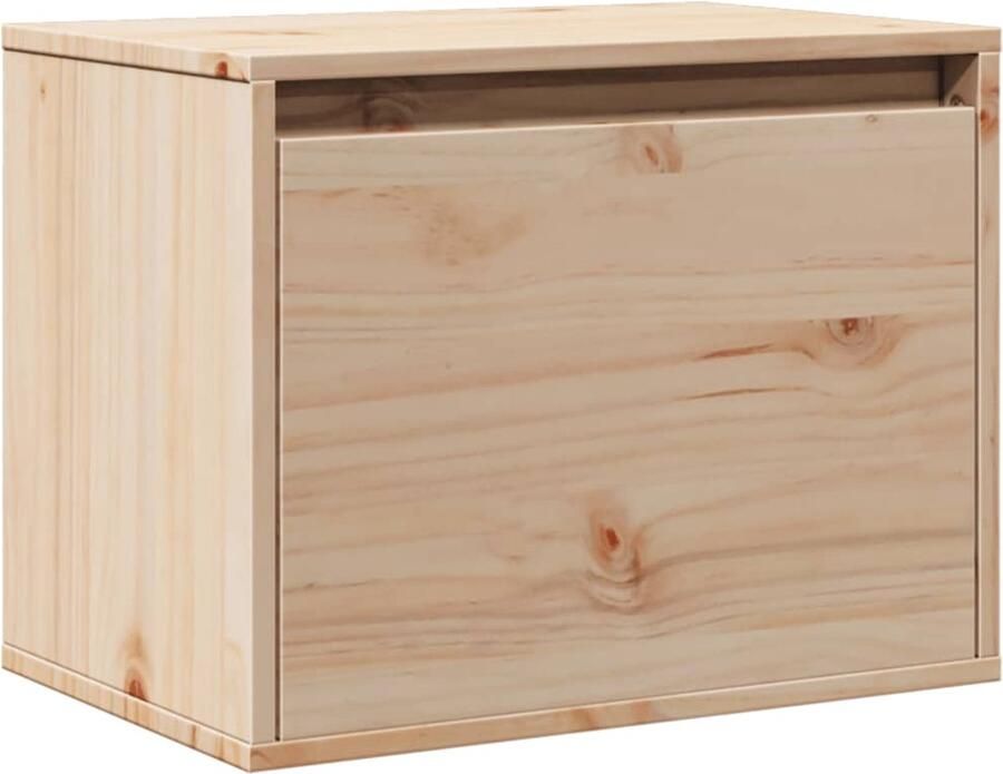 The Living Store Wandkast 45x30x35 cm massief grenenhout Hangende Kast Wandkast Grenoble Hout Salontafel Tv Tafel