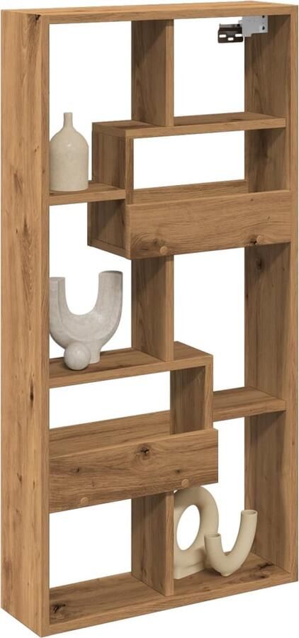 VidaXL Wandkast 50x15x100 cm bewerkt hout artisanaal eikenkleurig