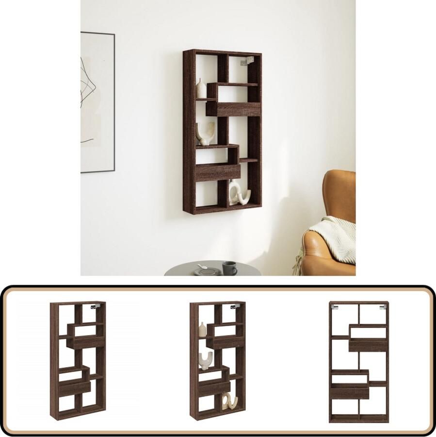 VidaXL Wandkast 50x15x100 cm bewerkt hout bruin eikenkleurig