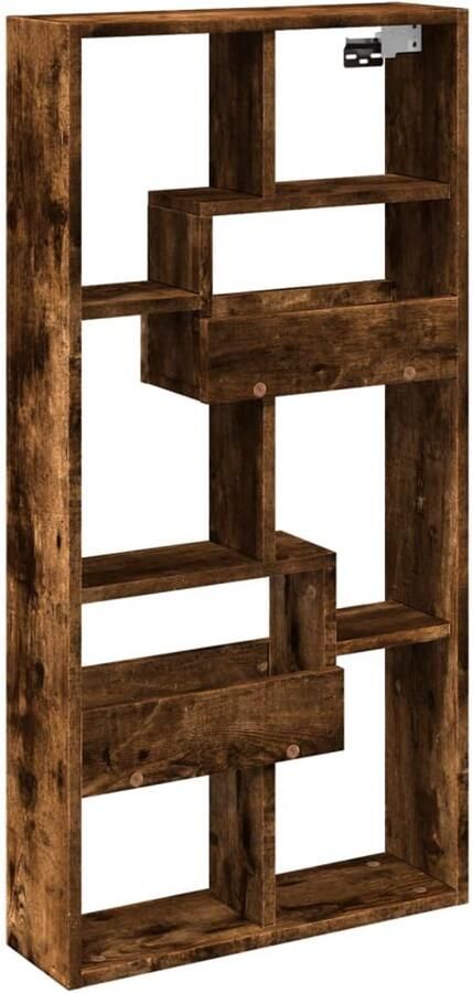 VidaXL Wandkast 50x15x100 cm bewerkt hout gerookt eikenkleurig Wandkast Houten Kast Bergruimte Opslagmogelijkheden Woonaccessoires