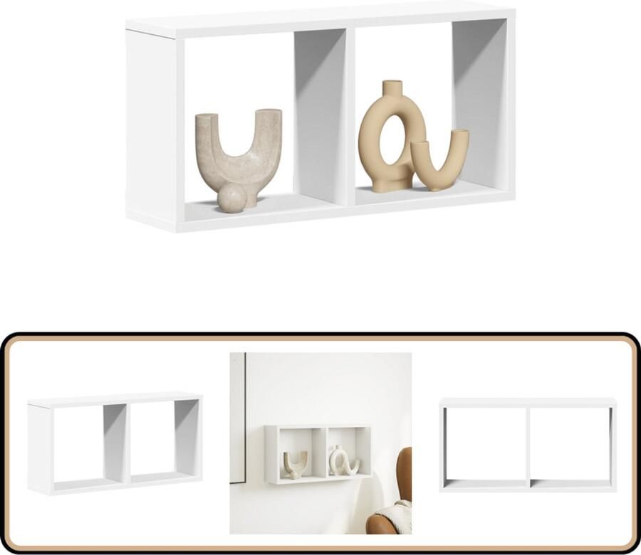 VidaXL Wandkast 60x16x30 cm Bewerkt hout Wit Wandkast Houten Kast Witte Kast Opbergkast Zwevende Kast