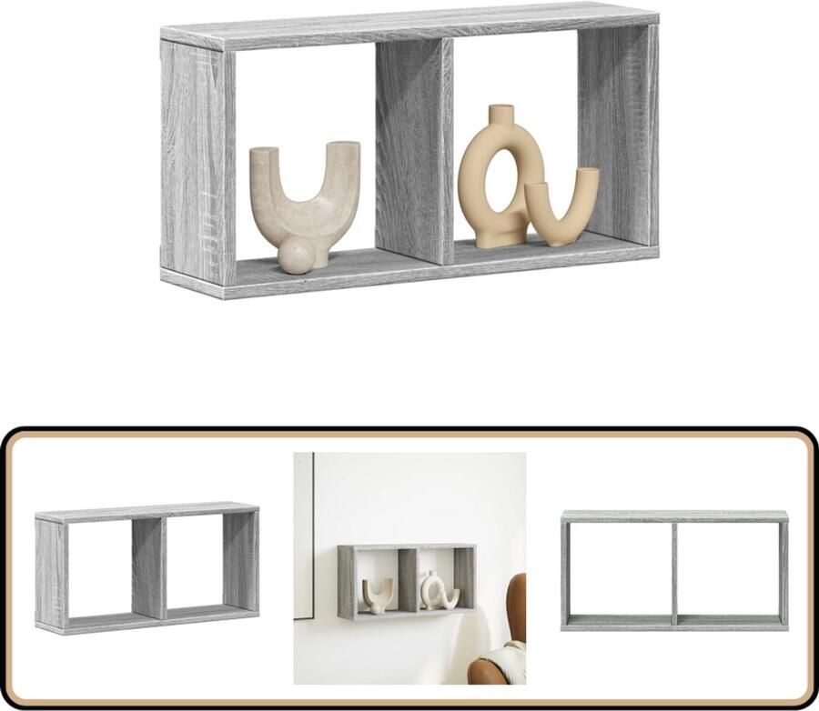 VidaXL Wandkast 60x16x30 cm Grijs Sonoma Eiken Wandkast Opbergkast Houten Kast Grijze Kast Moderne Kast
