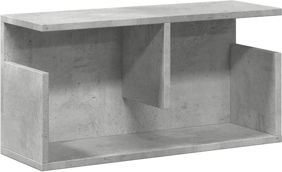 The Living Store Wandkast 60x20x30 cm bewerkt hout betongrijs Wandkast Houten Kast Bergruimte Opslagoplossing Minimalistisch Design