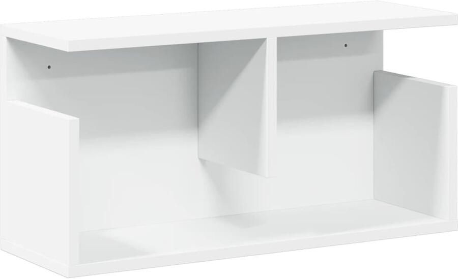The Living Store Wandkast 60x20x30 cm bewerkt hout wit Wandkast Houten Kast Witte Kast Opbergkast Zwevende Kast