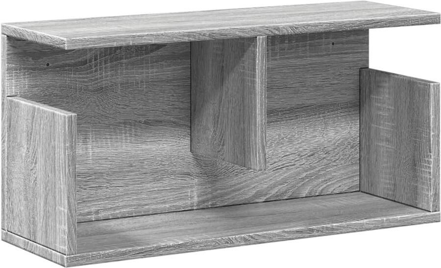 The Living Store Wandkast 60x20x30 cm bewerkt hout grijs sonoma eiken Wandkast Houten Kast Grijze Kast Zwevende Kast Opbergkast