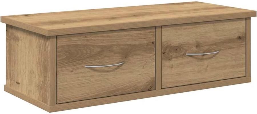 The Living Store Wandkast 60x26x18 5 cm bewerkt hout artisanaal eikenkleur Tv Meubel Wandkast Houten Kast Opbergkast Salontafel