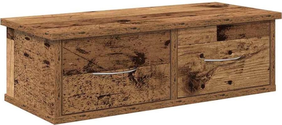 VidaXL Wandkast 60x26x18 5 cm bewerkt hout oud houtkleurig Wandkast Houten Kast Opslagoplossing Vintage Kast Landelijk Interieur