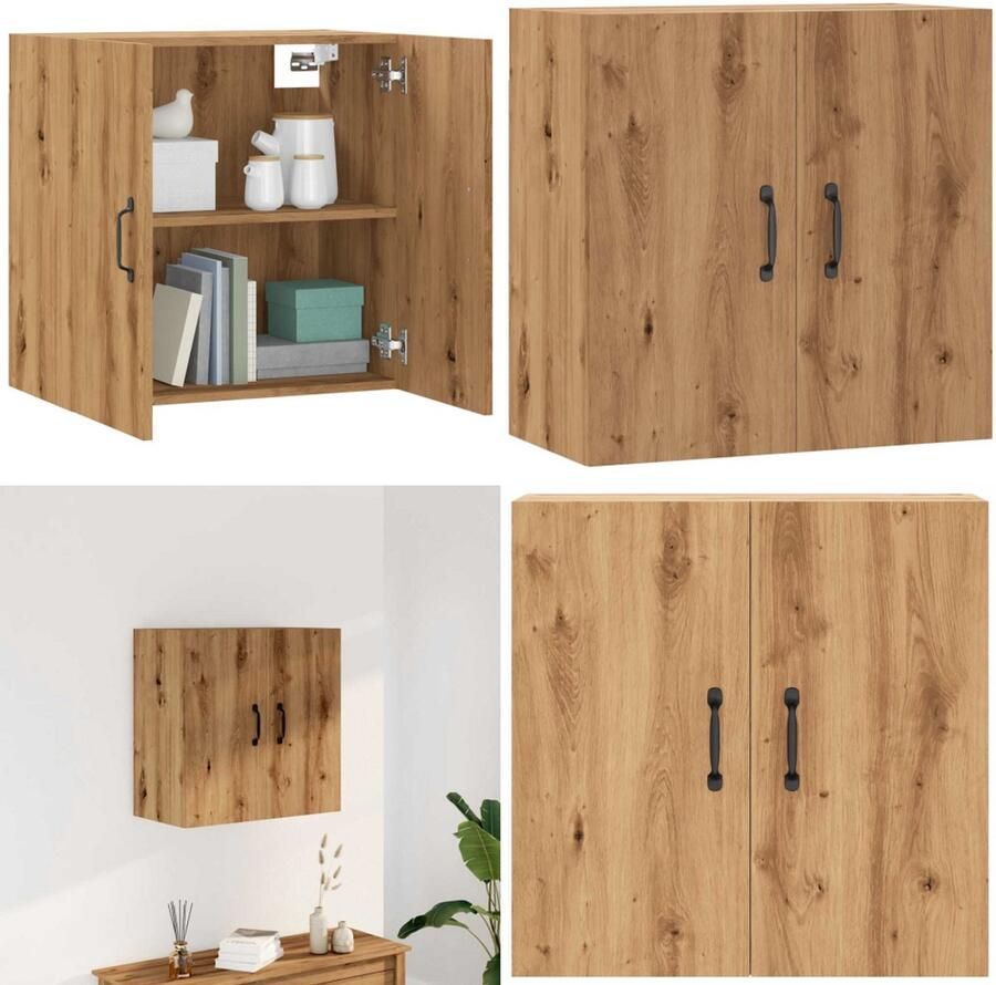 VidaXL Wandkast 60x31x60 cm bewerkt hout artisanaal eikenkleurig Wandkast Wandkasten Hangkast Hangende Kast