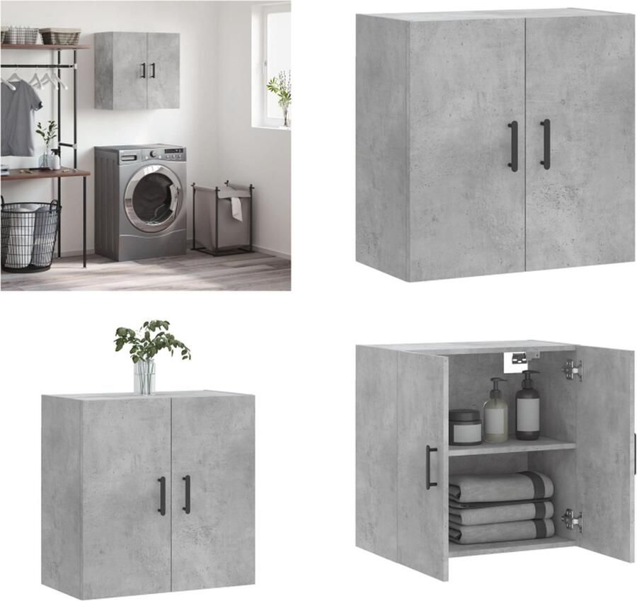 VidaXL Wandkast 60x31x60 cm bewerkt hout betongrijs Wandkast Wandkasten Kast Bijzetkast - Foto 2