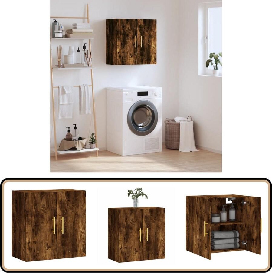 VidaXL Wandkast 60x31x60 cm Bewerkt hout Gerookt eikenkleurig Wandkast Opbergkast Houten Kast Bruine Kast Gerookte Eiken Badkamerkast Slaapkamerkast