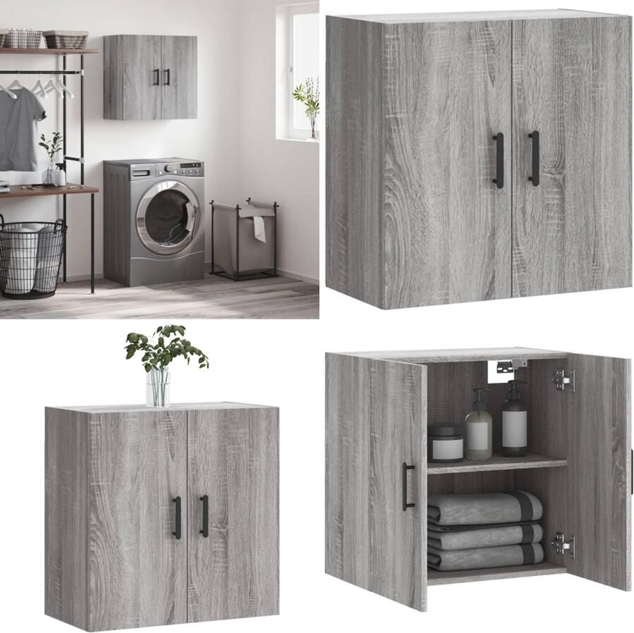 VidaXL Wandkast 60x31x60 cm bewerkt hout grijs sonoma eikenkleurig Wandkast Wandkasten Kast Bijzetkast