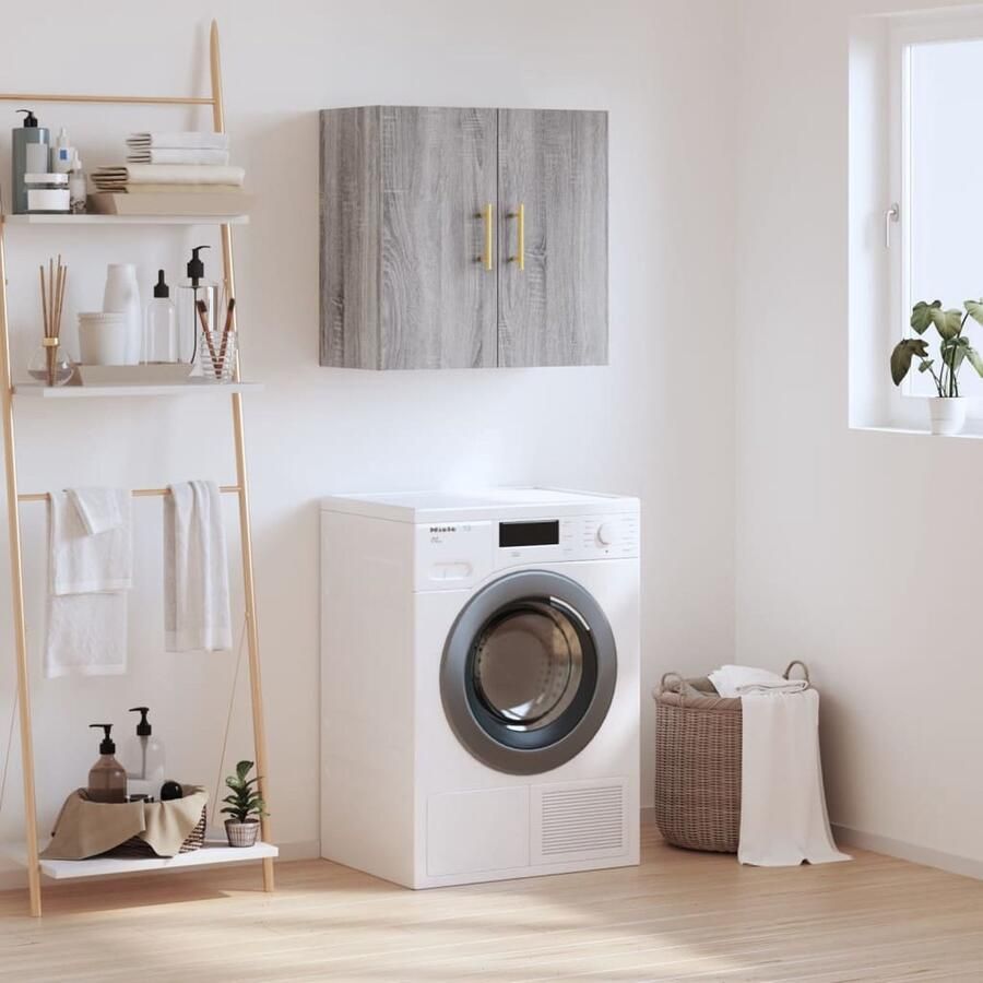 VidaXL Wandkast 60x31x60 cm Grijs Sonoma Eiken Zwevende Wandkast Grijze Wandkast Houten Wandkast Badkamerwandkast Slaapkamerwandkast Woonkamerwandkast Opbergkast Kasten - Foto 2