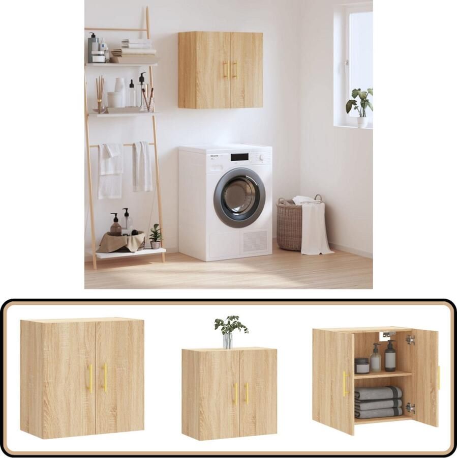 VidaXL Wandkast 60x31x60 cm Sonoma Eiken Bewerkt Hout Wandkast Houten Kast Sonomane Eiken Opbergkast Badkamerkast Slaapkamerkast Woonkamerkast