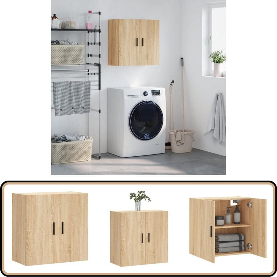 VidaXL Wandkast 60x31x60 cm Sonoma Eiken Hout Wandkast Houten Kast Sonoma Eiken Badkamerkast Woonkamerkast Opslagoplossing Bergruimte