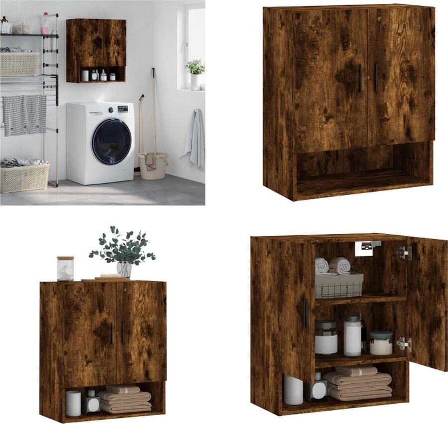 VidaXL -Wandkast-60x31x70-cm-bewerkt-hout-gerookt-eikenkleurig - Foto 2