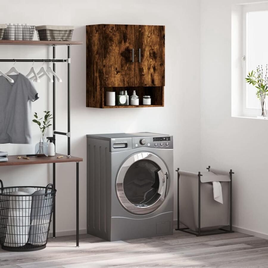 VidaXL Wandkast 60x31x70 cm bewerkt hout gerookt eikenkleurig Wandkast Wandkasten Kast Bijzetkast