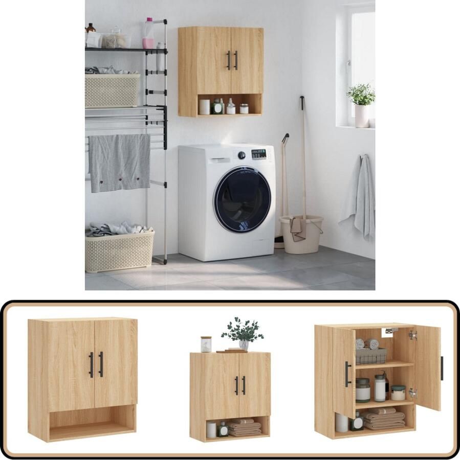 VidaXL Wandkast 60x31x70 cm Bewerkt hout Sonoma eiken Wandkast Houten Kast Opbergkast Salon Meubilair Badkamermeubels Keuken Meubel Displaykast Zwevende Kast Sonoma Eiken