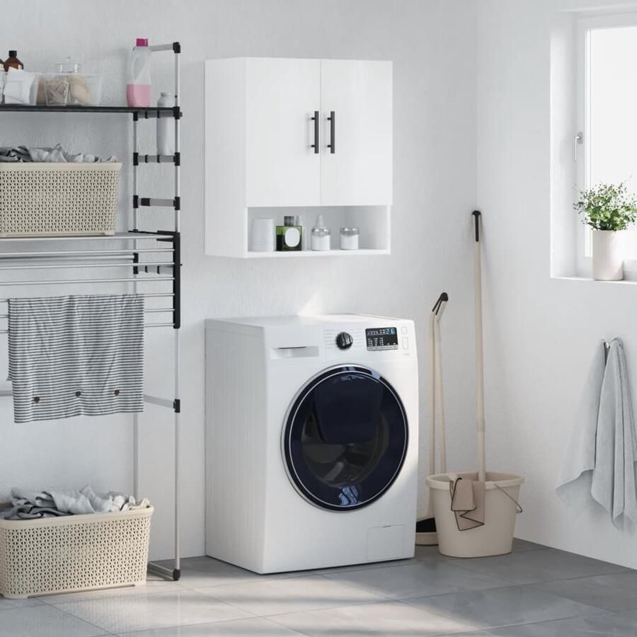 VidaXL Wandkast 60x31x70 cm Hoogglans Wit Wandkast Houten Kast Witte Kast Badkamerkast Slaapkamerkast