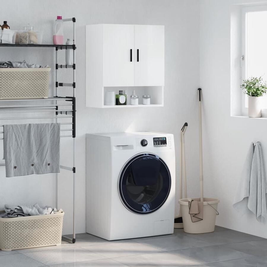 VidaXL Wandkast 60x31x70 cm Hoogglans Wit Zwevende Wandkast Houten Kast Witte Kast Badkamerkast Slaapkamerkast Opslagoplossing Designwandkast - Foto 2