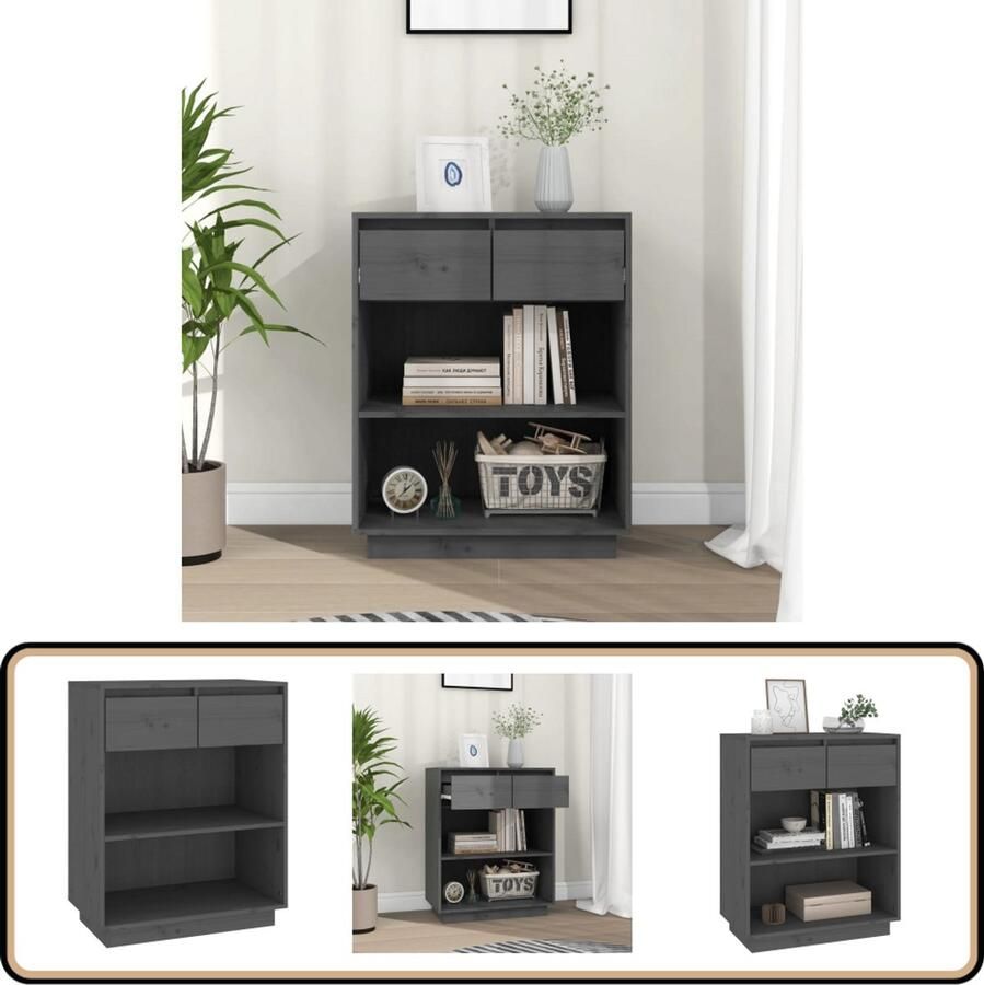 VidaXL Wandkast 60x34x75 cm Massief Grenenhout Wandkast Grenoble Hout Opbergkast Tv Stand Salontafel