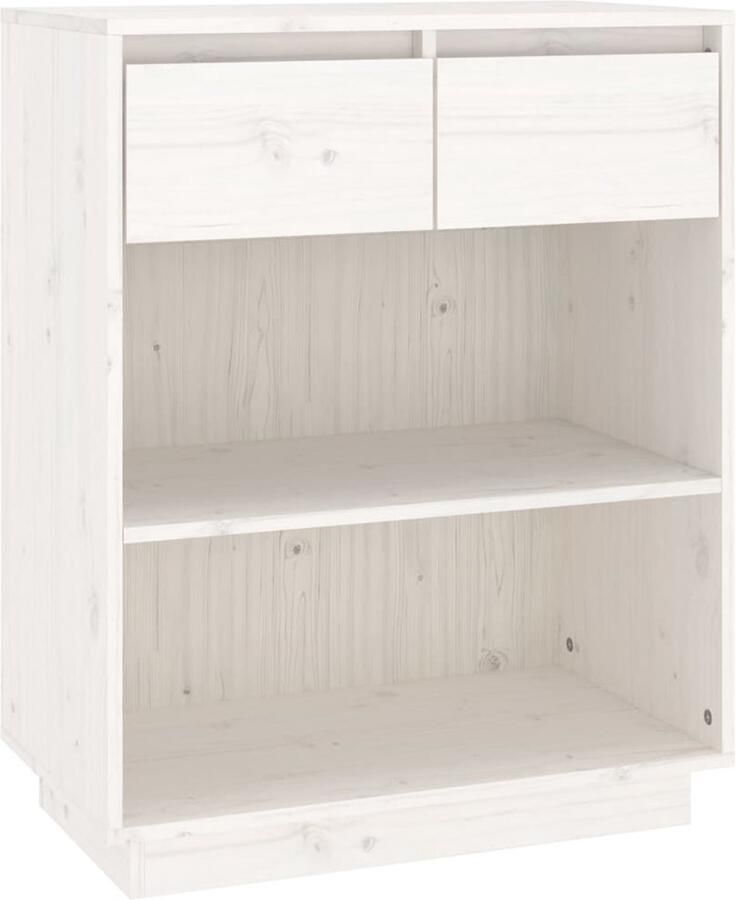 VidaXL Wandkast Wit Massief Grenenhout 60x34x75cm Wandkast Hout Grenenhout Witte Kast Opbergkast - Foto 2