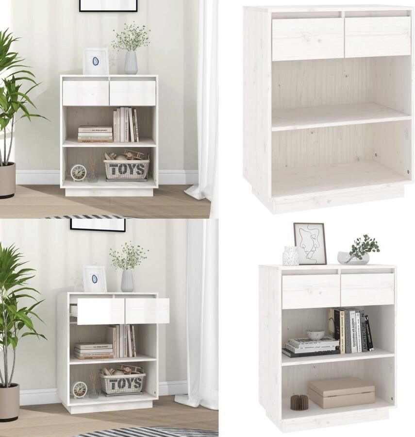 VidaXL Wandkast 60x34x75 cm massief grenenhout wit Wandtafel Wandtafels Wandkast Gangtafel