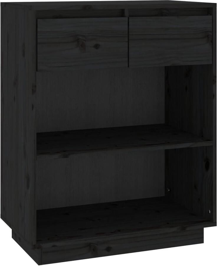 VidaXL Wandkast Massief Grenenhout Zwart Wandkast Opbergkast Grenenhouten Kast Zwarte Kast Salontafel