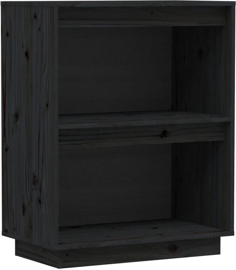 The Living Store Wandkast 60x34x75 cm massief grenenhout zwart Wandkast Grenoble Hout Zwarte Wandkast Opbergkast Salontafel - Foto 2