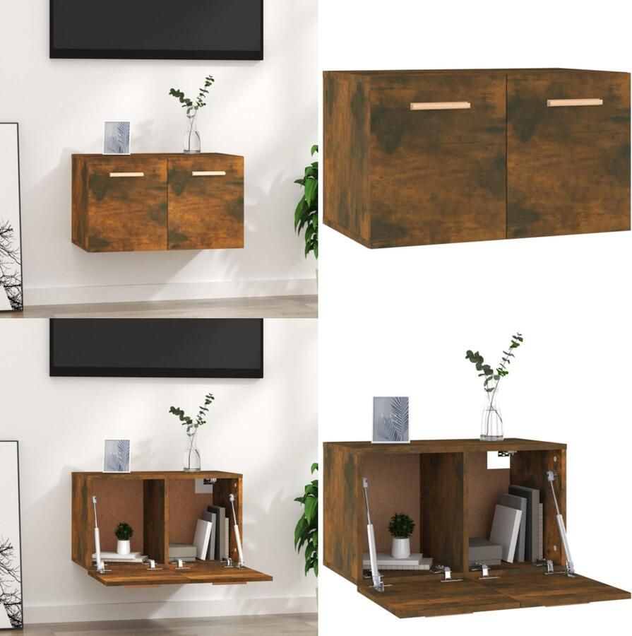 VidaXL Wandkast 60x36 5x35 cm bewerkt hout gerookt eikenkleurig Wandkast Wandkasten Hangkast Hangende Kast