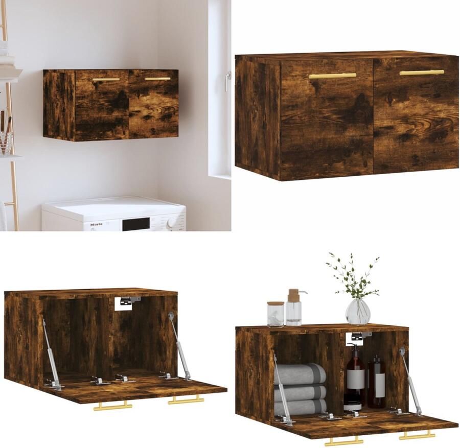 VidaXL Wandkast 60x36 5x35 cm bewerkt hout gerookt eikenkleurig Wandkast Wandkasten Kast Bijzetkast - Foto 2