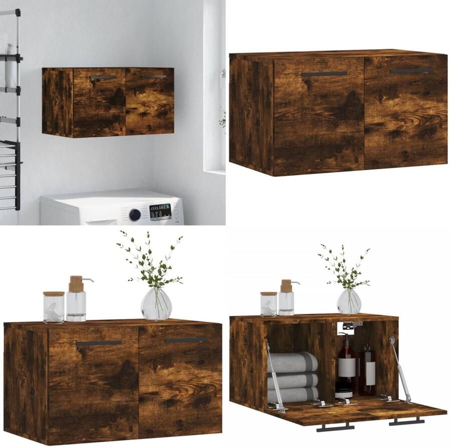 VidaXL Wandkast 60x36 5x35 cm bewerkt hout gerookt eikenkleurig Wandkast Wandkasten Kast Bijzetkast