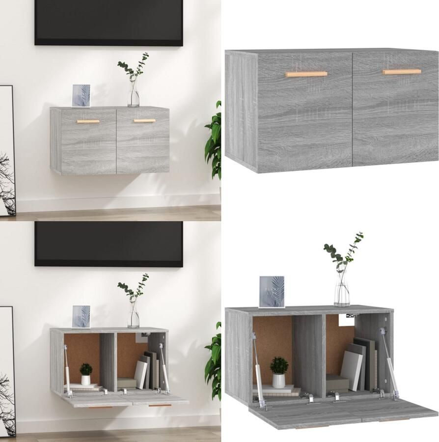 VidaXL Wandkast 60x36 5x35 cm bewerkt hout grijs sonoma eikenkleurig Wandkast Wandkasten Hangkast Hangende Kast